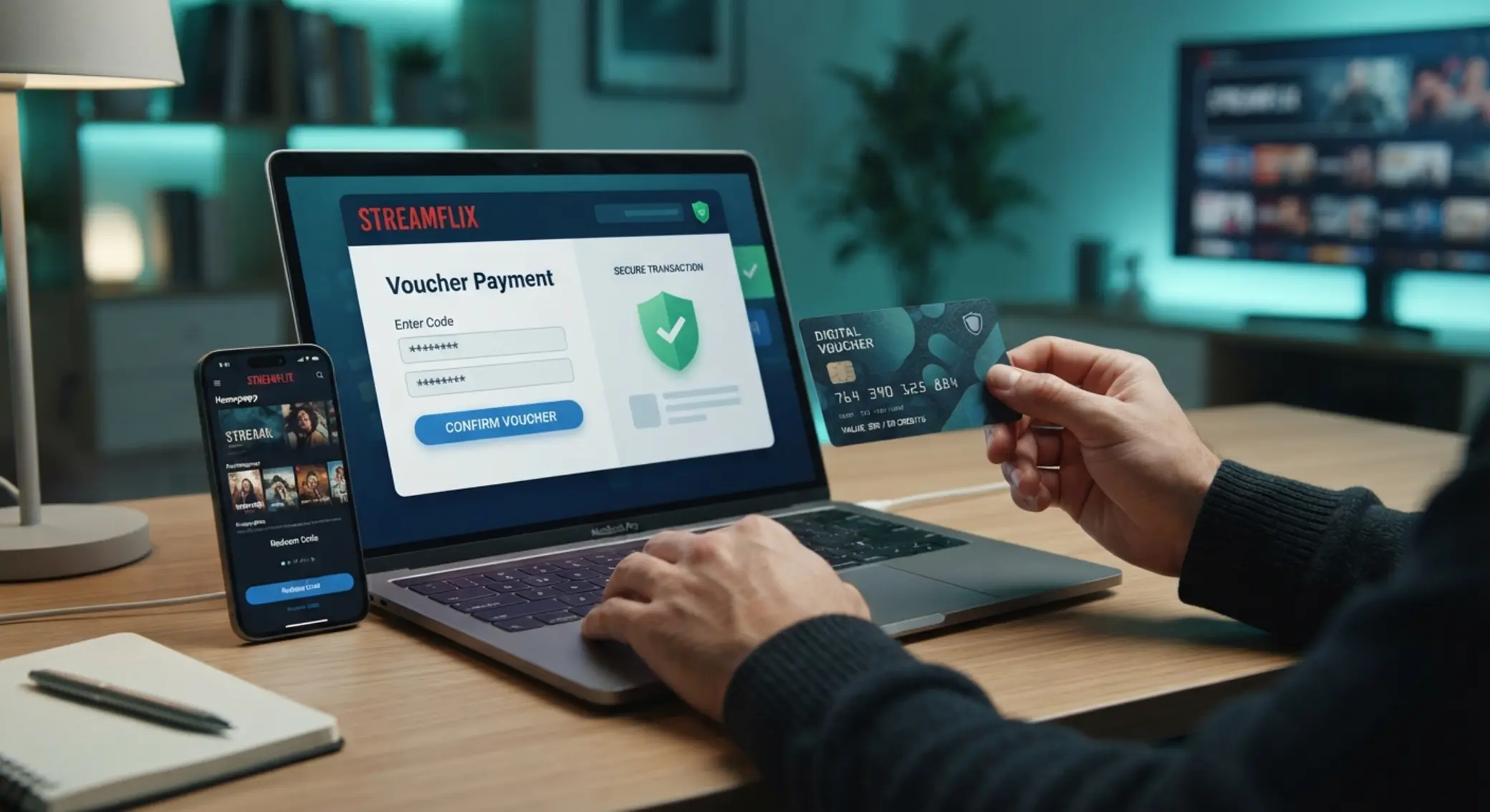 Uso de método prepago para depósitos online Representación de un depósito online con método prepago y enfoque en seguridad