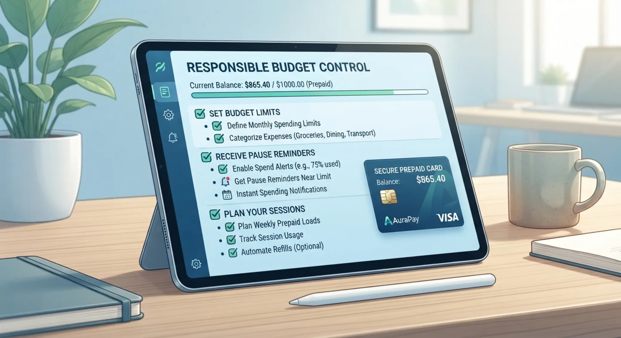 Checklist de juego responsable y control del presupuesto con tarjeta prepago