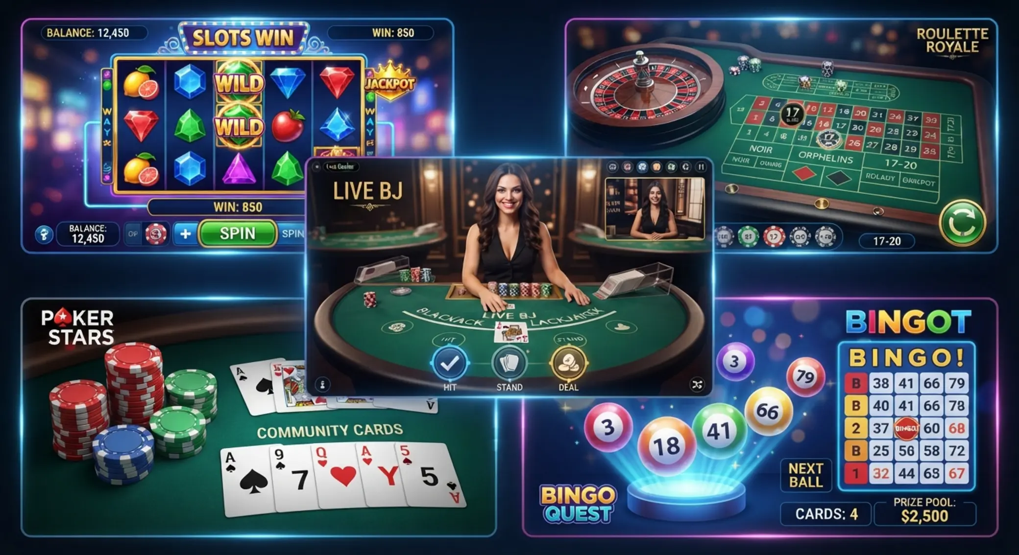 Variedad de juegos online: slots, ruleta, blackjack y mesas en vivo con tarjeta prepago