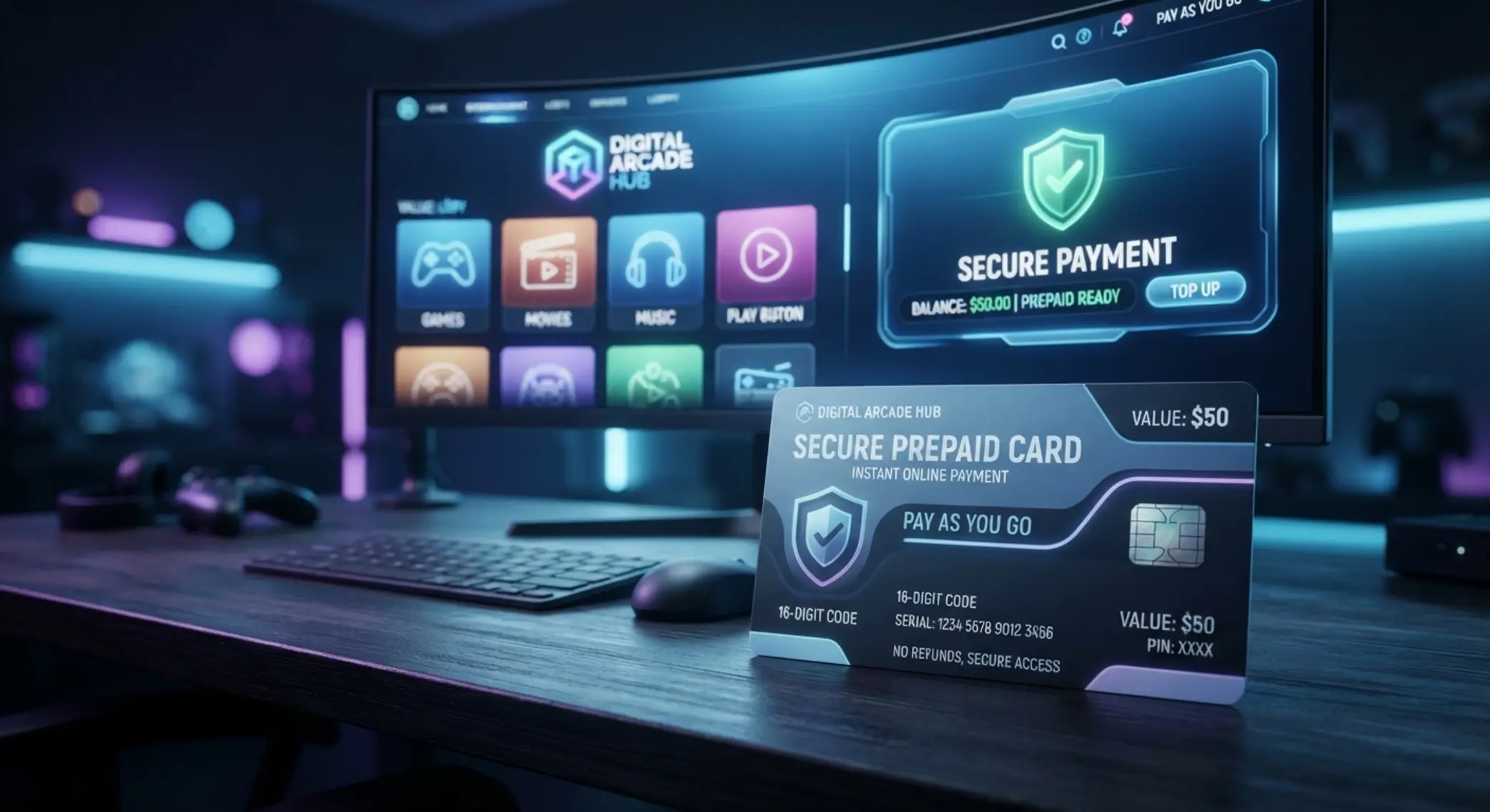Paysafecard como pago prepago seguro en bwin Vale prepago frente a pantalla de juego online con enfoque en seguridad