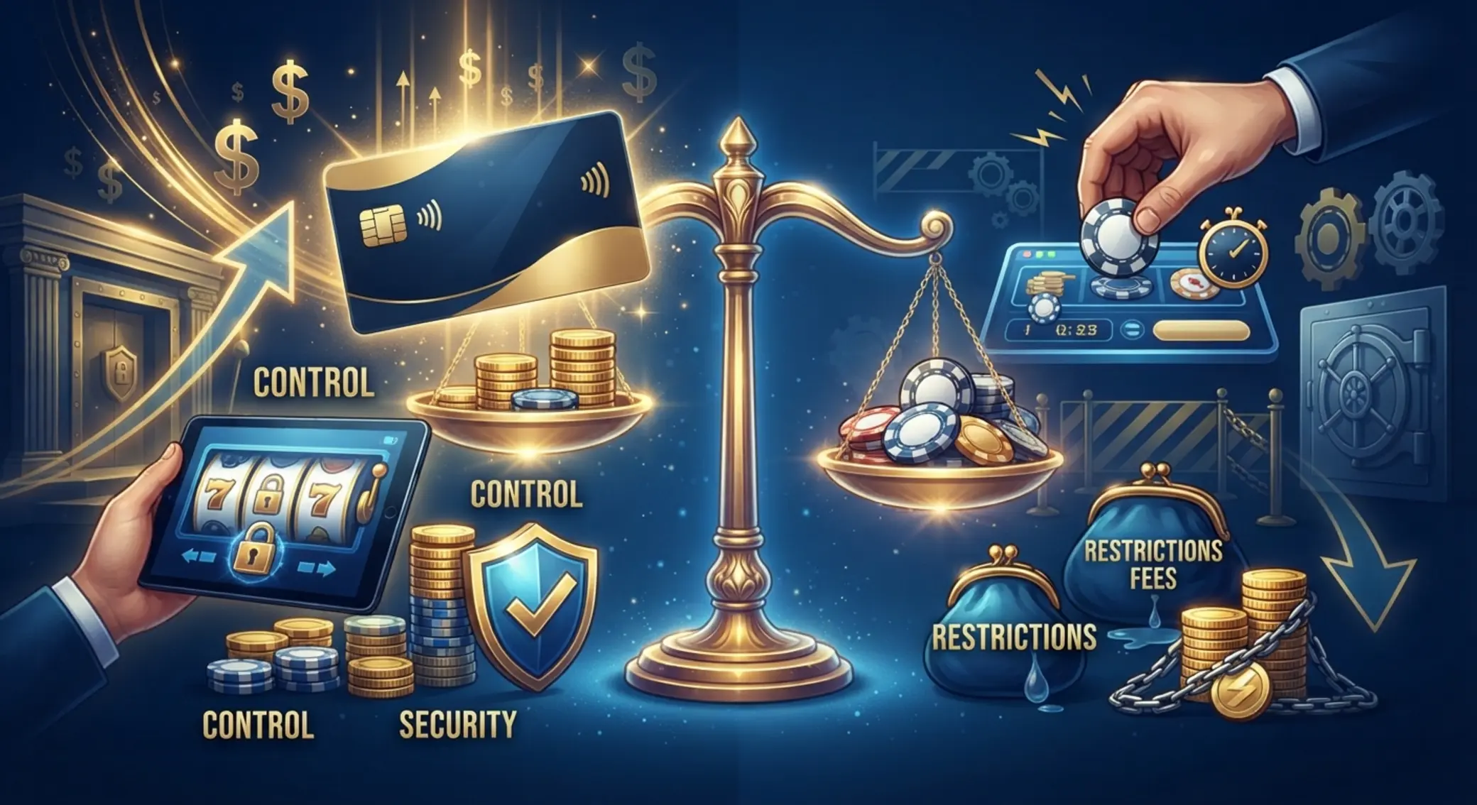 Pros y contras de Paysafecard para slots Balanza visual de ventajas y desventajas de usar tarjeta prepago en slots online